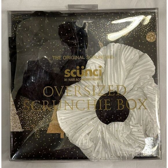 Scunci Black and White Oversized Scrunchie Set NEW - Picture 1 of 2
